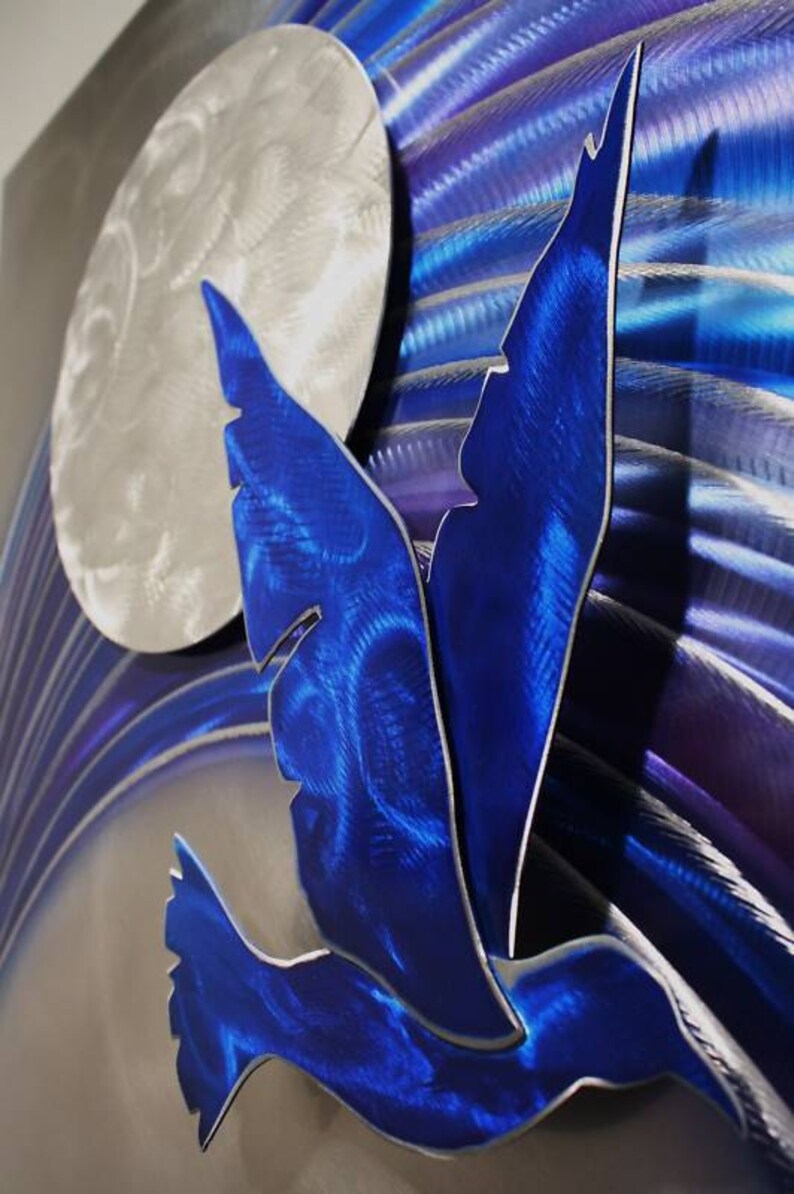 Metal Bird Wall Sculpture Metal Wall Art Moon Alex Kovacs Etsy