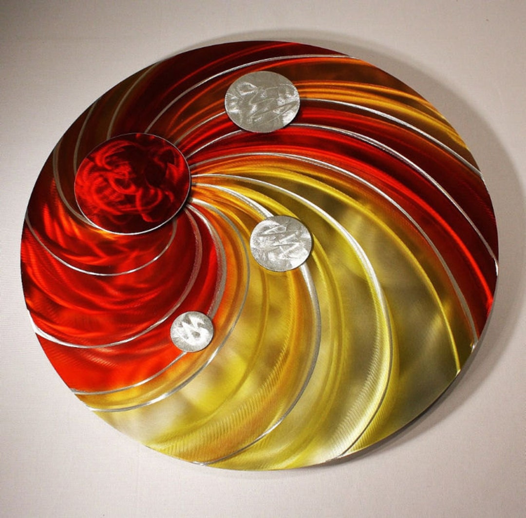 Alex Kovacs Metal Wall Art Painting Sculpture, Modern Circular Metal