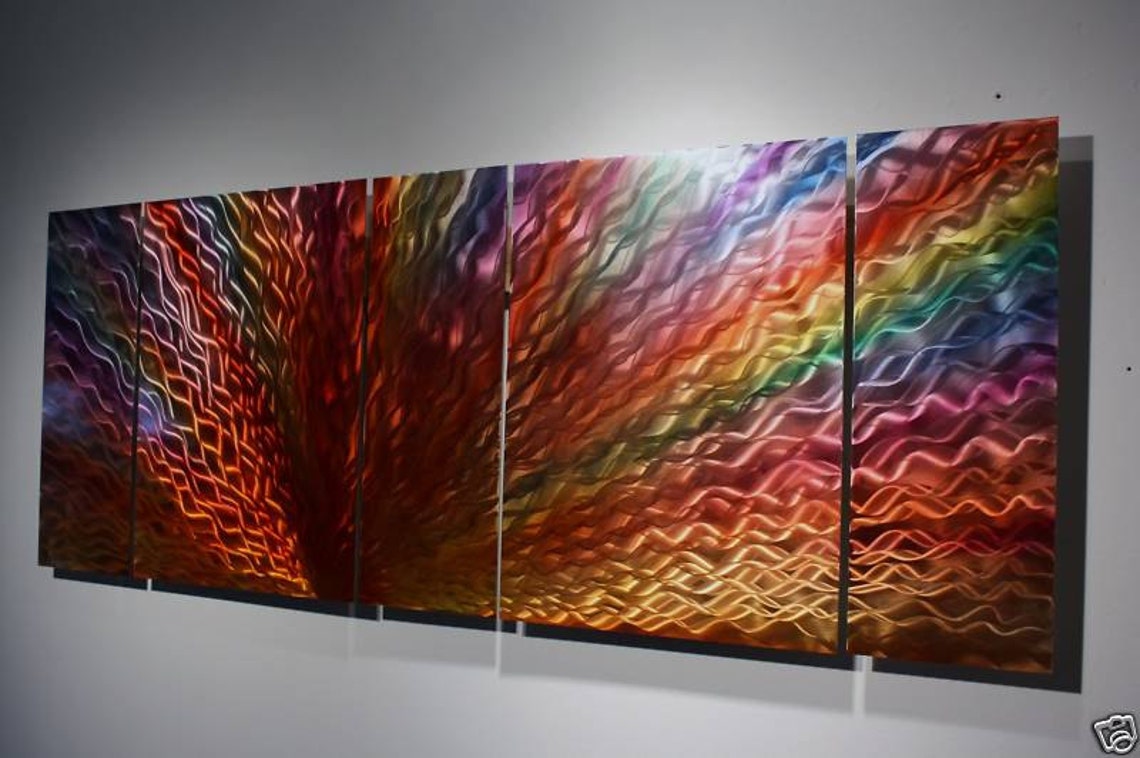 Alex Kovacs Rainbow Metal Wall Art, Multi Panel Painting on Metal W88