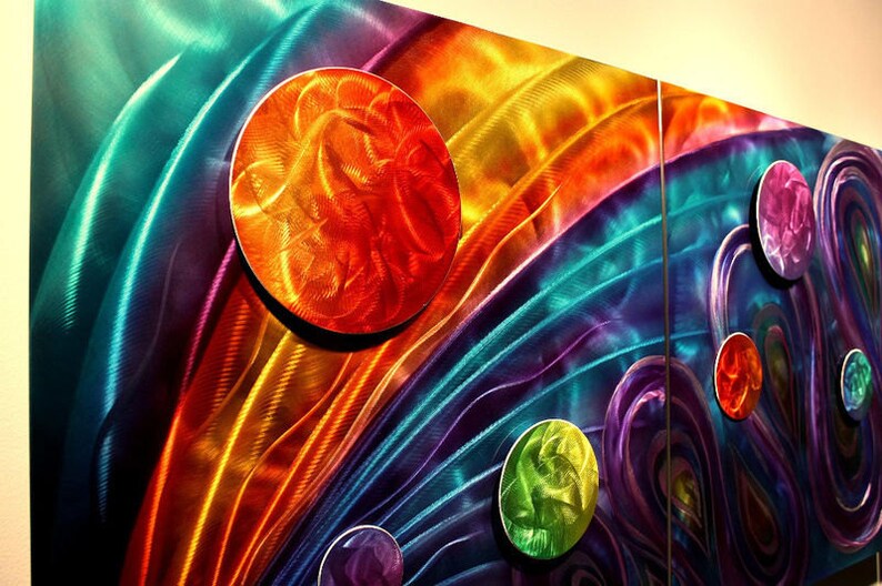 Rainbow Art Metal Wall Art Painting Decor Abstract Sculpture Etsy