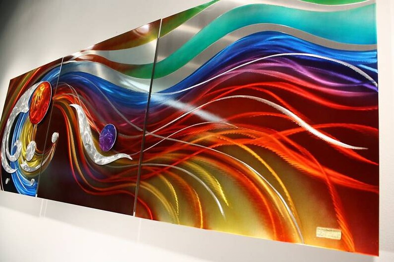 Rainbow Metal Wall Art Painting Sculpture Home Decor Design Etsy