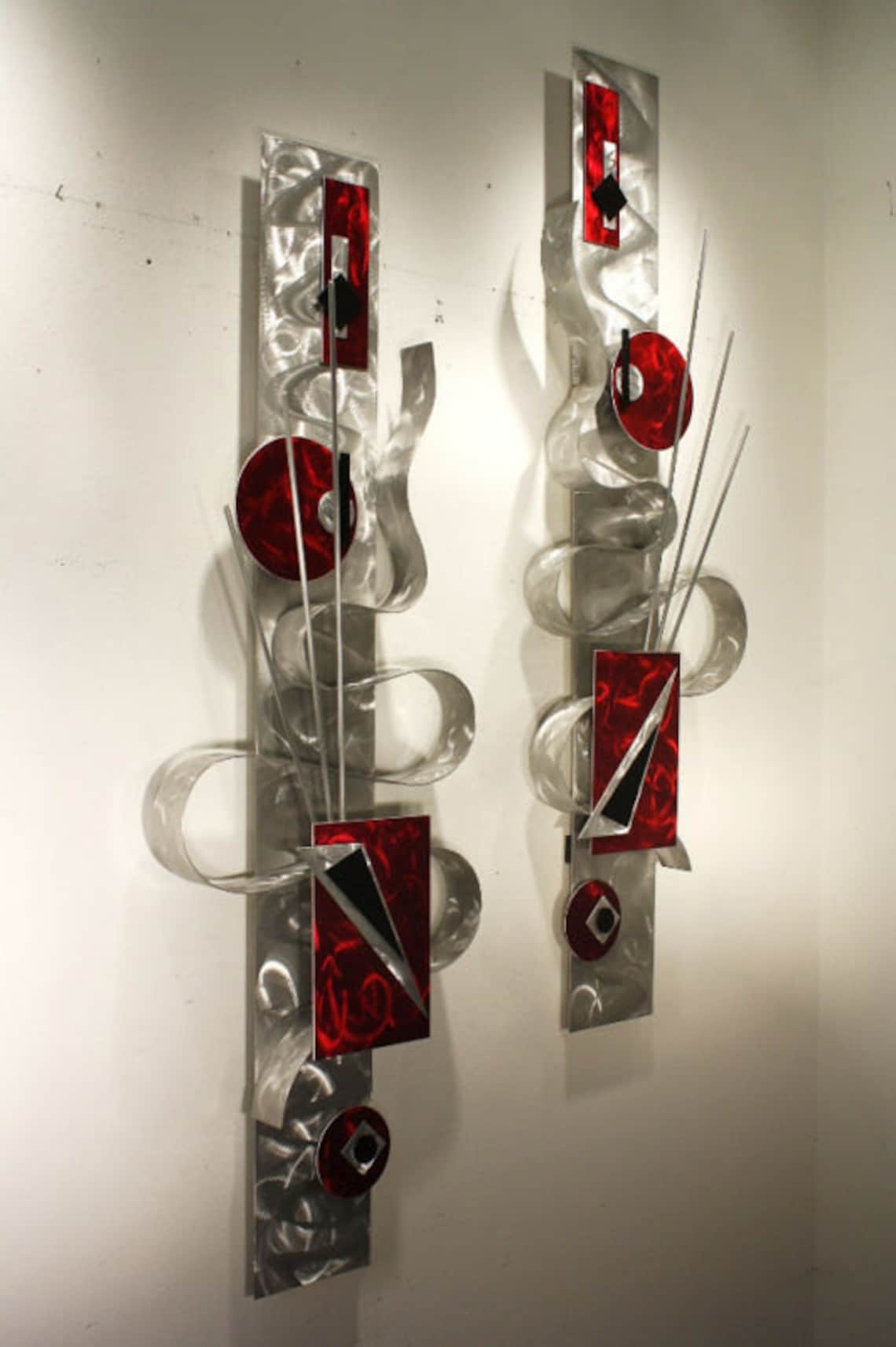 Set of 2 Metal Wall Art Abstract Wall Sculptures Decor, Design by Alex