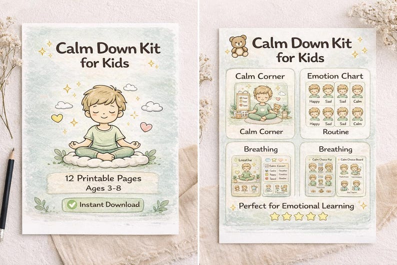 Calm Down Corner Kit for Kids Printable | Emotional Regulation ...