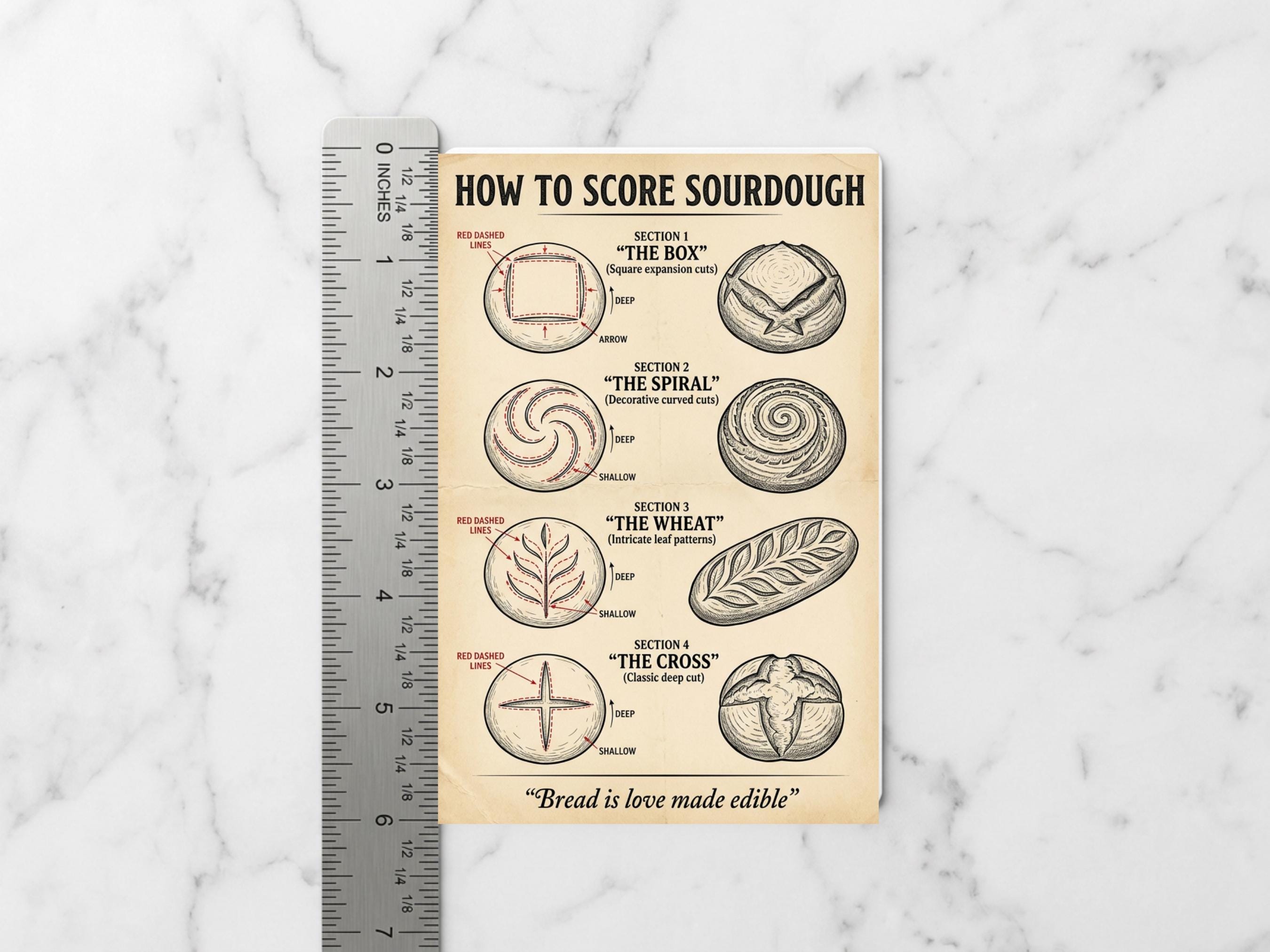 Scoring Reference Guide Vintage Sourdough Scoring Guide Magnet, Artisan Bread Making Reference ...