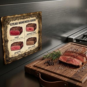 Vintage Steak Magnet - Temperatur-Referenz für die Küche