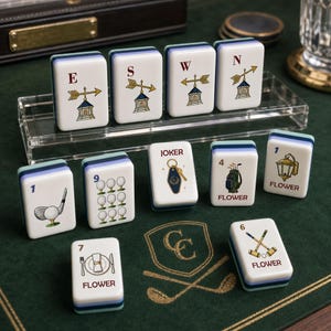 Country Club Mahjong Tiles Set, 152 or 160 Tiles American Mahjong Set, Golf Tennis Pickleball Clubhouse Gift