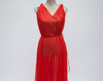 Sheer Blood Orange Night Gown / Dress