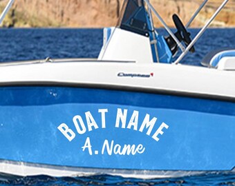 Custom Arched Boat Name Decal – Marine Vinyl Sticker for Hull Yacht Kayak