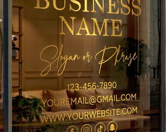 Personalized Business Window Sticker, Custom Storefront Vinyl Decal, QR Code Lettering