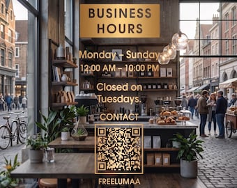 Custom Store Hours Decal Business Door Sign for Hours of Operation
