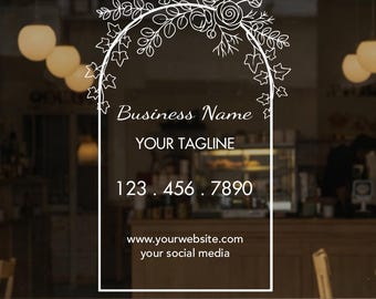 Custom Business Window Decal, Your Business Name Sticker, Boutique Salon Decal, Floral Business Decal