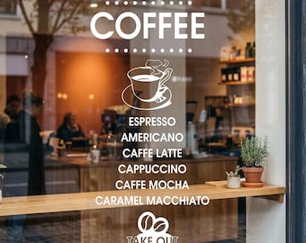 Coffee Or Caffe Business Window Sticker