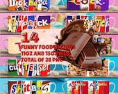Candies and Chocolate Mug, 14 Digital Wrap Around Mug Design, Sublimation, 11oz & 15oz, Food, Chocolates, Candies, Funny Mug Designs