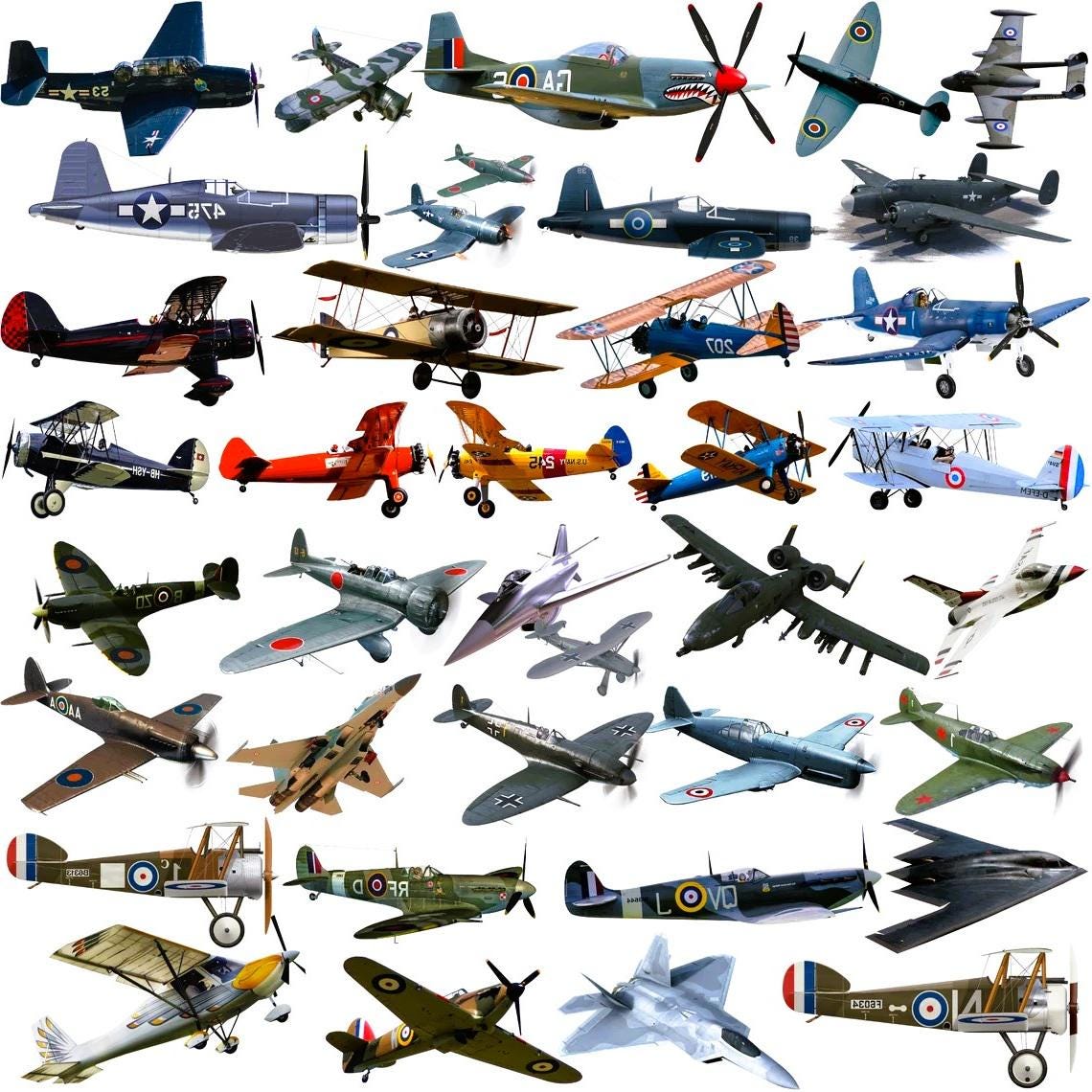 200 Vintage Aircraft Collage, Military Airplane Clipart Bundle ...