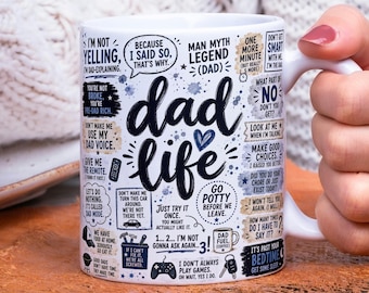 Dad Life Mug Wrap PNG, Funny Dad Quotes Sublimation Design, Fatherhood Coffee Cup Gift for Dads and Fathers