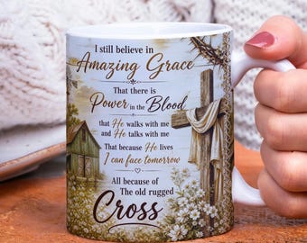 Christian Faith, 5 Mug Wrap PNG Amazing Grace Bible Verse Design Sublimation Coffee Mug Digital Download Religious Gift