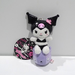 Kuromi Plush Riding Baku - 6 Inch / Keychain / Bag Charm With