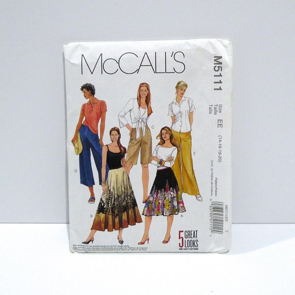Skirts, Shorts, Gaucho, Pants McCalls 5111 Sewing Pattern, Uncut Size 14 16 18 20 / Panel Midi Skirt / Walking Shorts / Capris / Coulottes