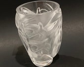 Lalique Flower Vase Martinets Signed France Crystal Fine Art Glass Vintage Early 90 39 s Paris Collectable Swift Birds Valentine 39 s Day Gift