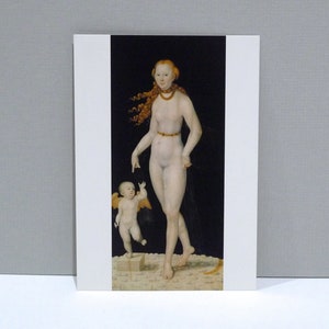 Lucas Cranach D.J. Postcard Venus and Cupid Vintage Original Munich Art Museum Postcard / Renaissance mythological painting / Bild 1