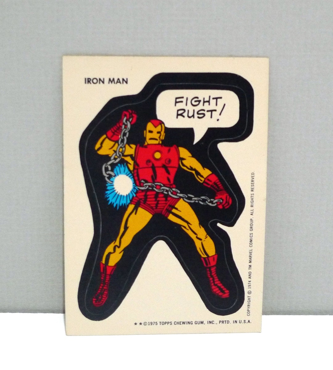 Iron Man 1975 Topps Marvel Comic Book Heroes Sticker - Ironman - Fight ...