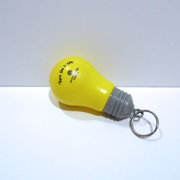 Southwestern Bell Telephone Lightbulb Keychain - We're Here For Life - 60s 70s Vintage Yellow Plastic Bulb Keyring / SW Bell Oklahoma City