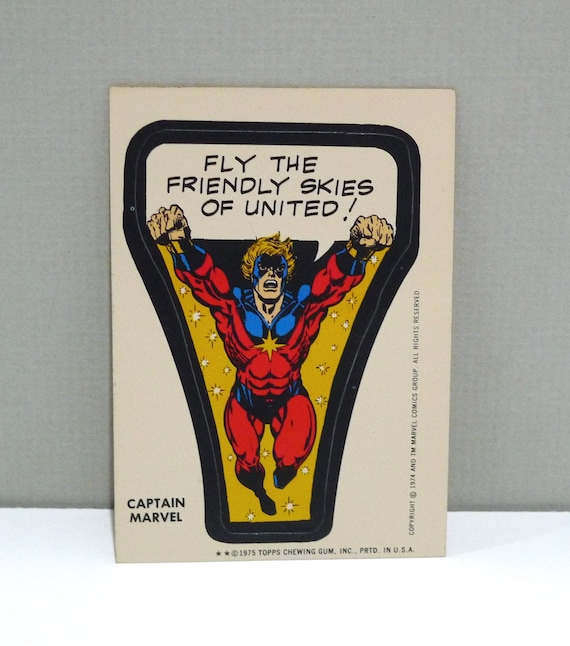 Captain Marvel - 1975 Topps Marvel Comic Book Heroes Sticker - Fly