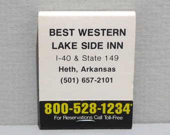 Best Western Lake Side Inn - Heth Arkansas Matchbook Vintage 1970's Unused Matches / Hotel Motel Match Book / Columbia Match Co Cleveland OH