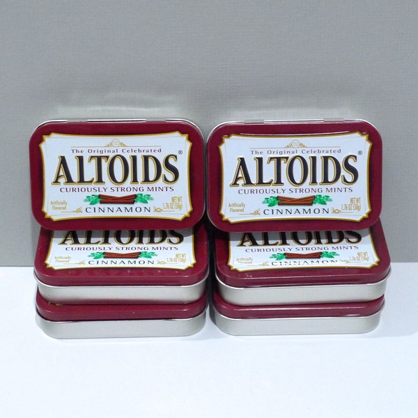 Altoids Tins Cinnamon Six Empty Crafting Red Altoids Tins Commercial Supply Craft Supply Small Box For Storage or Repurposing altered art