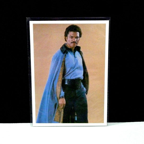 Vintage #2 -  Lando Calrissian Star Wars Photo Card 1980 /  7 x 5 in / Topps Empire Strikes Back Checklist #1 Series / Portrait With Cape