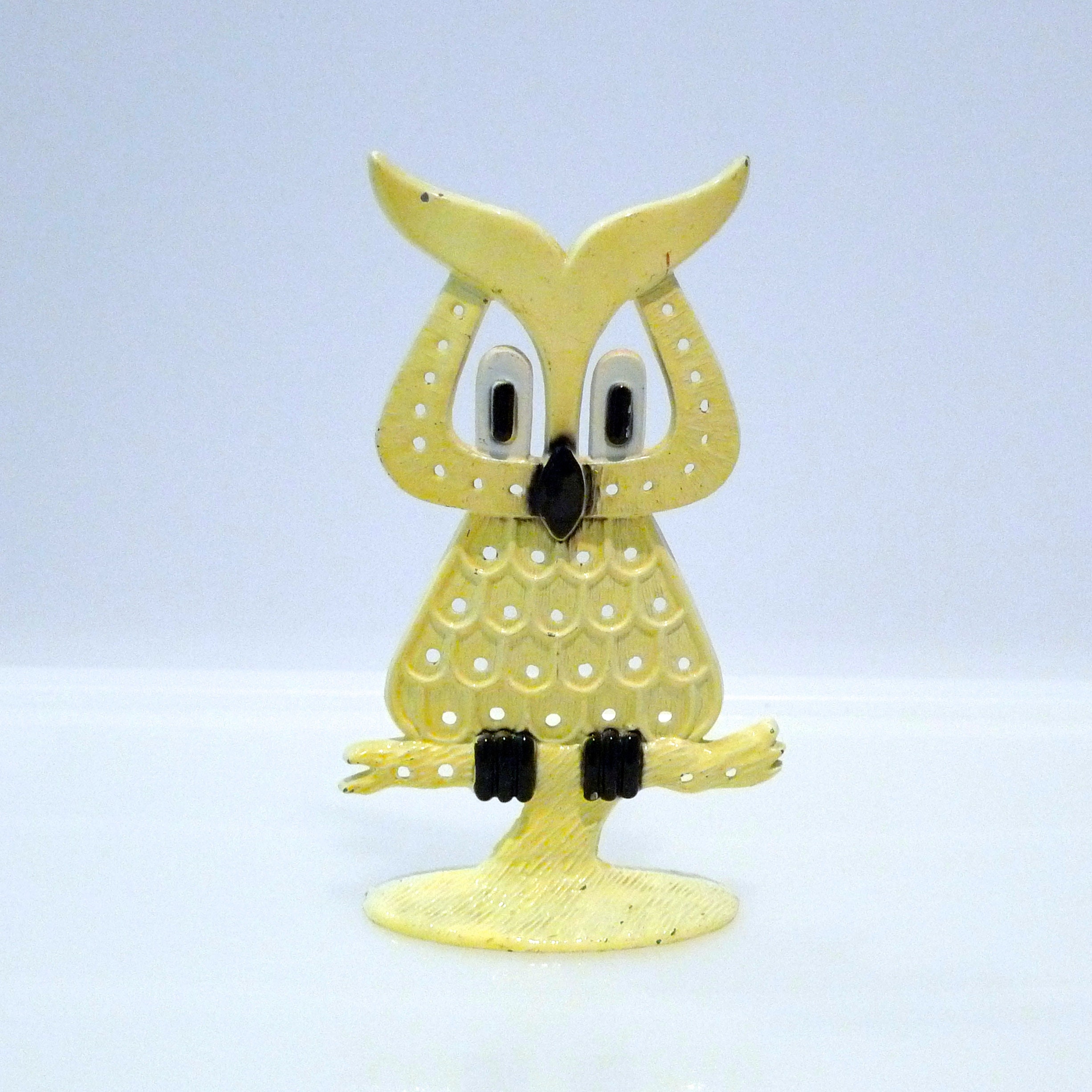 Owl Earring Tree Stand 1970s Vintage Revere Metal Wise Old Owl on Tree Branch Pierced Earring Displa