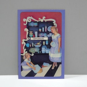 Vintage Tupperware Postcard 1987 / Mid Century MCM Advertisement / Display / Mother Daughter Models / Plastic Storage Kitchenware