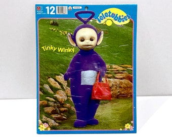 Vintage 1998 Teletubbies Tinky Winky with Purse Jigsaw Puzzle Hasbro Ragdoll Works for Children Age 3 to 5 Milton Bradley New Old Stock Gay