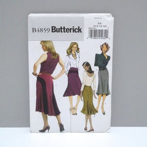 A Line Skirt with Back Panels - Retro Butterick 4859 Sewing pattern Size 6 8 10 12 / Tulip Wiggle Skirt / Princess Seams Colorblock / Hi Low