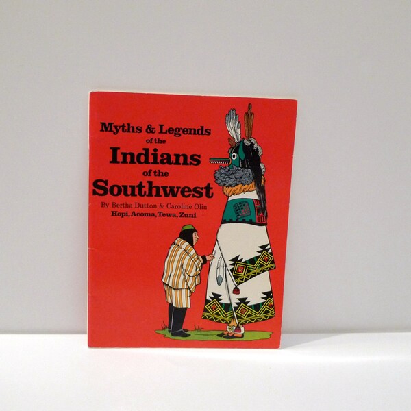 Myths and Legends of the Indians of the Southwest Book 1986 Vintage Black & White Coloring Paperback Hopi Acoma Tewa Zuni Bertha Olin