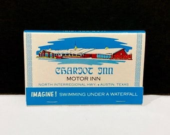 Chariot Inn Motor Inn Austin Texas Matchbook Souvenir Vintage 1970's Unused Matches Best Western Motel - imagine! swimming under a waterfall