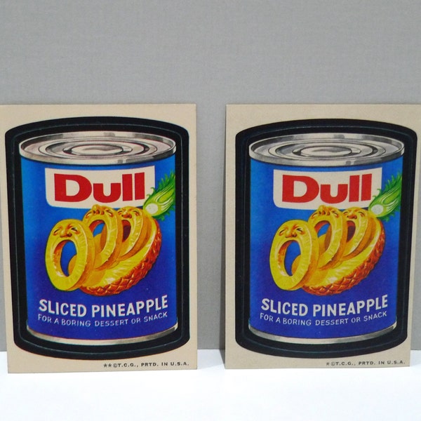 1973 Wacky Packages Sticker Card - Dull Sliced Pineapple - For A Boring Dessert or Snack / Topps Chewing Gum TCG / Funny Food Sticker