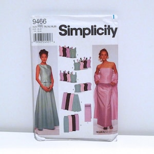 Top, Corset, Maxi Skirts & Wrap Shawl - Simplicity 9466 Sewing Pattern /Size 14 16 18 20 / Fit and Flare Evening Skirt Suit / Strapless Top