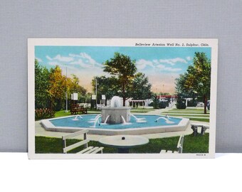Platt National Park Postcard - Belleview Artesian Well No 2 - Sulfur OK (Chickasaw National Recreation Area) - Vintage Color Linen Post Card