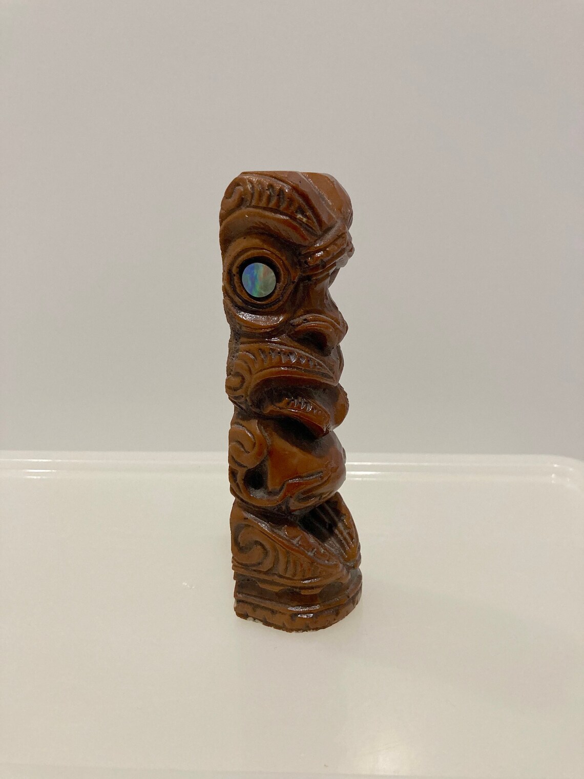 Maori Tiki God Resin Statue Paua Shell Eyes Vintage 90s New Etsy