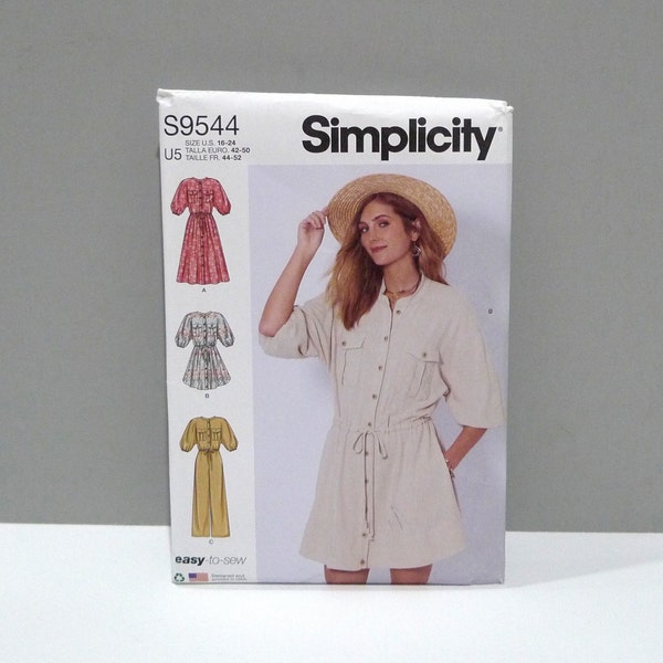 Mini Dress, Jumpsuit, Boho Dress - Simplicity 9544 Sewing Pattern Size 16 18 20 22 24 / Summer Festival / Flowy Grunge Short Dress Tunic