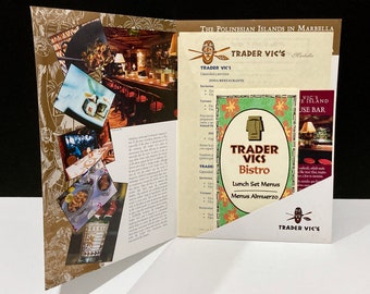 Trader Vic's Menu - Marbella Spain Folder with Menu and Ephemera 2000s - Polynesian Restaurant Boathouse Bar & Cocktail Lounge -Lunch Bistro