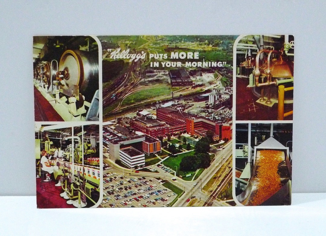 Kelloggs Cereal Company Postcard Battle Creek Michigan 1980s Etsy