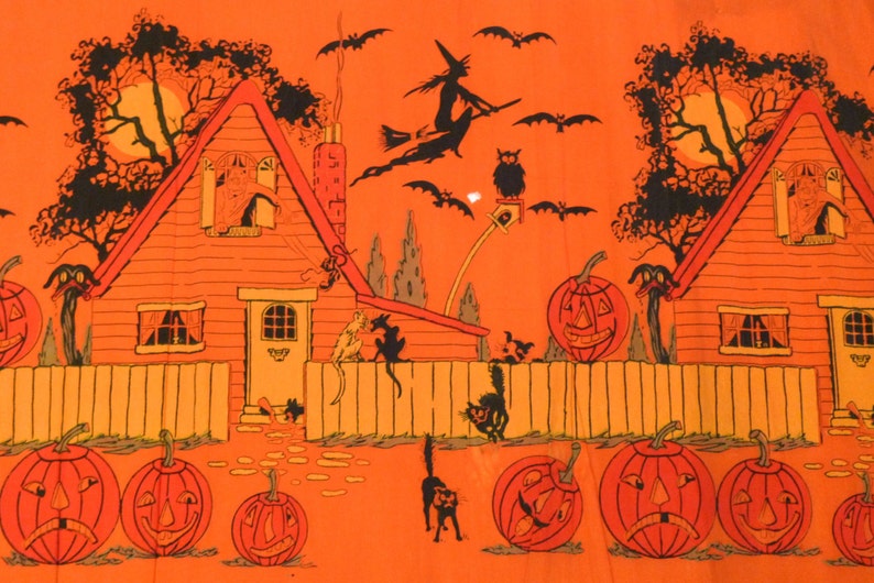 Halloween Crepe Paper Panel 1920s American Tissue Mills Etsy