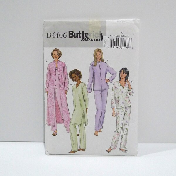 Chinese Jacket Robe Tunic Top Pajamas Set Butterick 4406 Sewing pattern Never Used Asian Long Robe Pullover Top Size 4 6 8 10 12 14