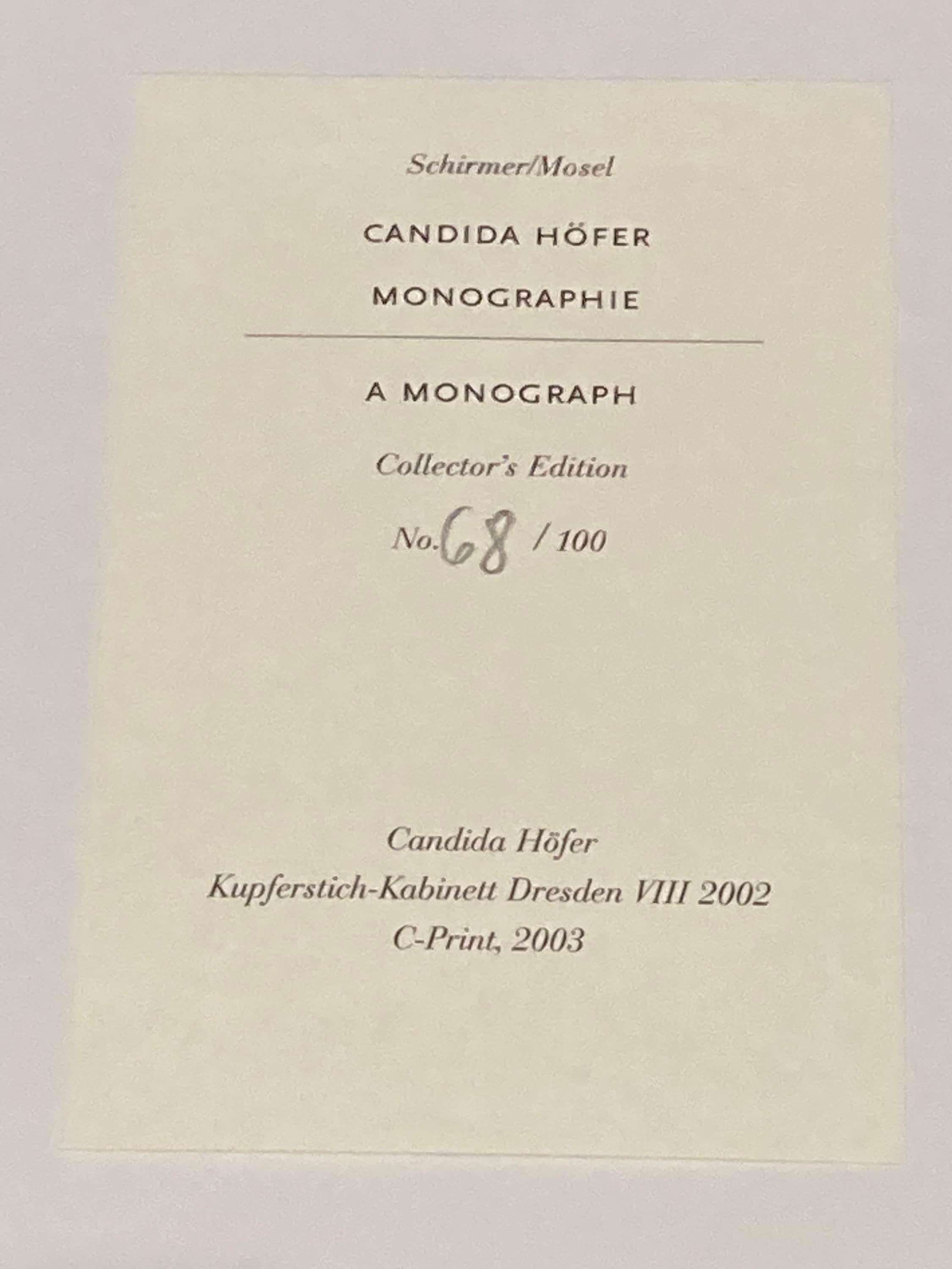 Candida Hofer Book and Photograph - Signed & Numbered 68/100