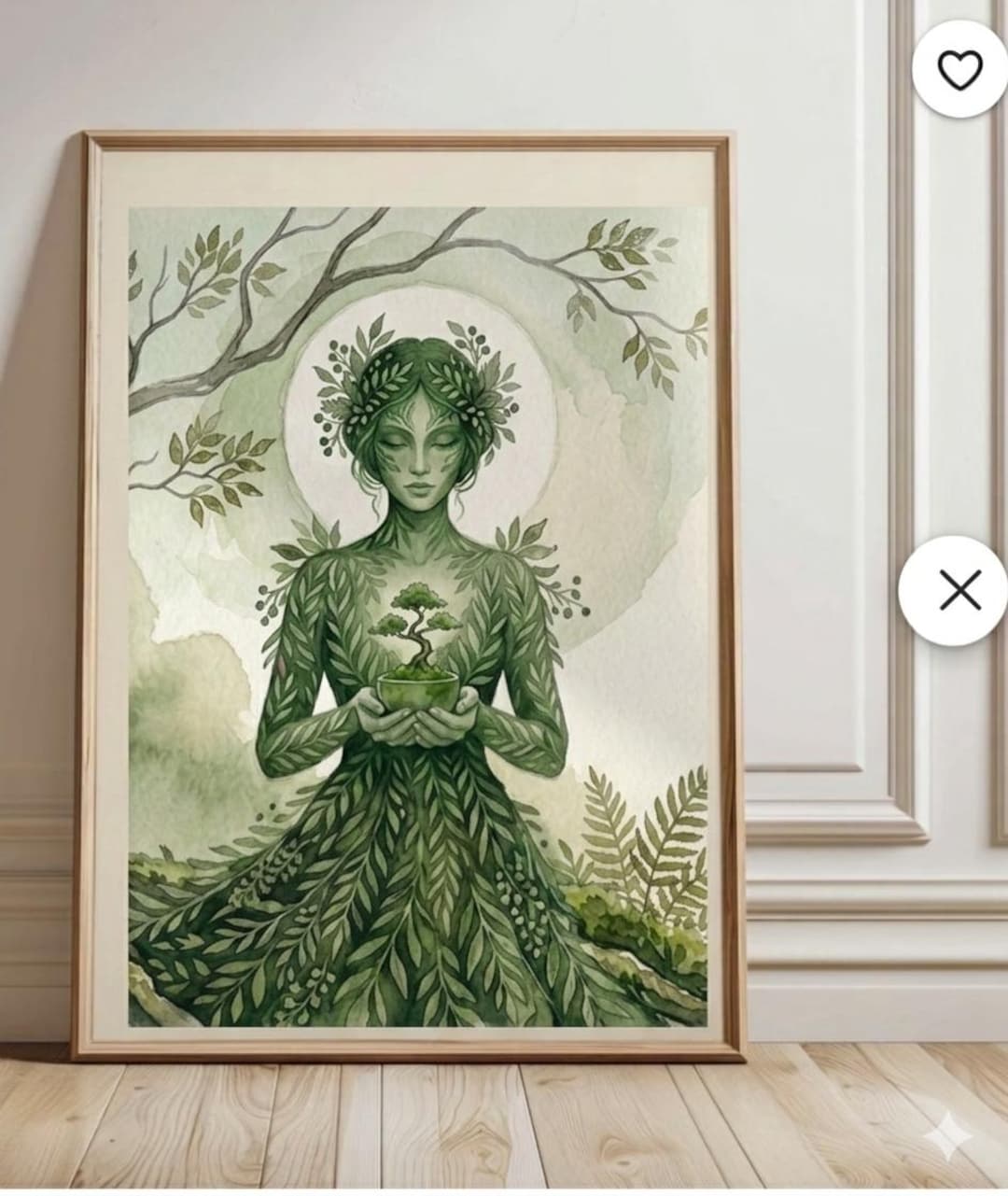 Nature Goddess Art Print | Botanical Watercolor Wall Decor | Female ...