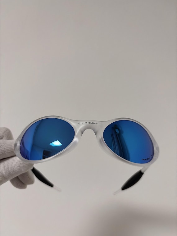 Retro Oakley Eye Jacket 1.0 Gen 2 Sunglasses; Clear Frame, Blue