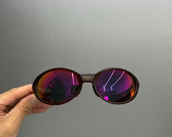 Retro Oakley Eye Jacket Redux Sunglasses brown frames red lenses y2k avantgarde hype