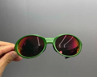 Retro Oakley gdlp eye jacket redux sunglasses green frame red lens